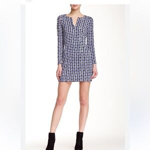 DVF Diane Von Furstenberg Reina Tunic Dress Check Dot Blue $348 size 4
